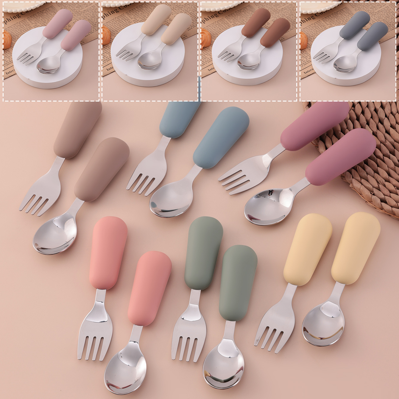 Baby Food Utensils - Color Kids 2PCS Zestaw sztućców ze