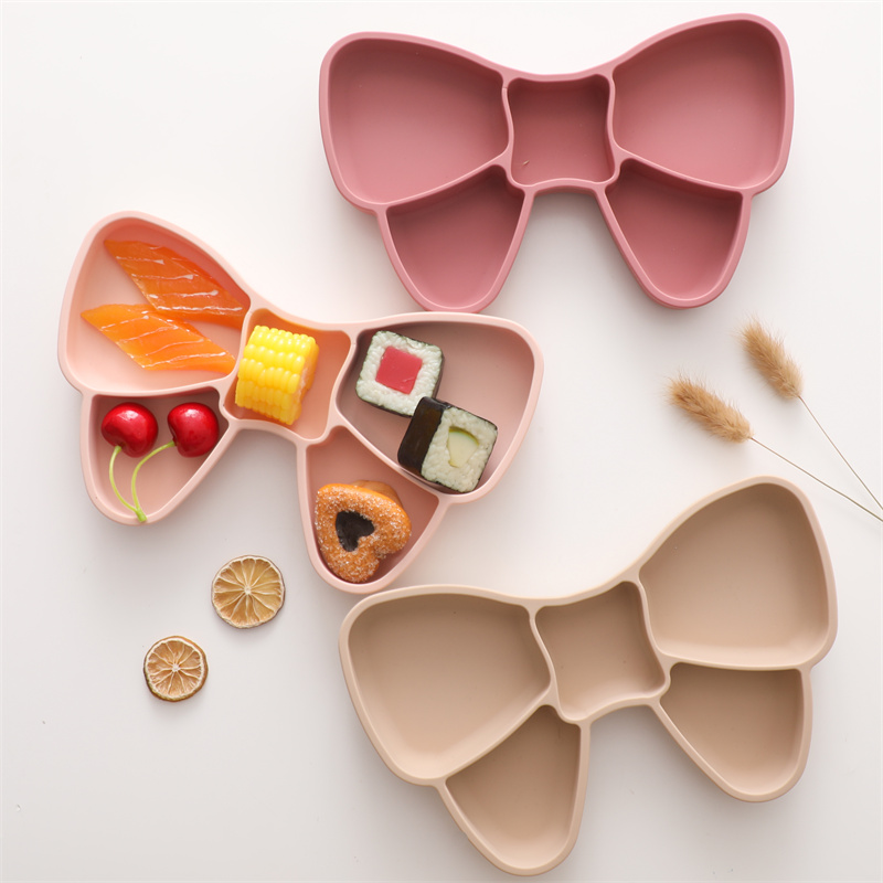 Silicone Suction Bowl - Dziecko silikonowa płytka do jadalni kokardka